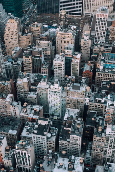 A bird\'s eye view of buildings in Midtown Manhattan, New York City