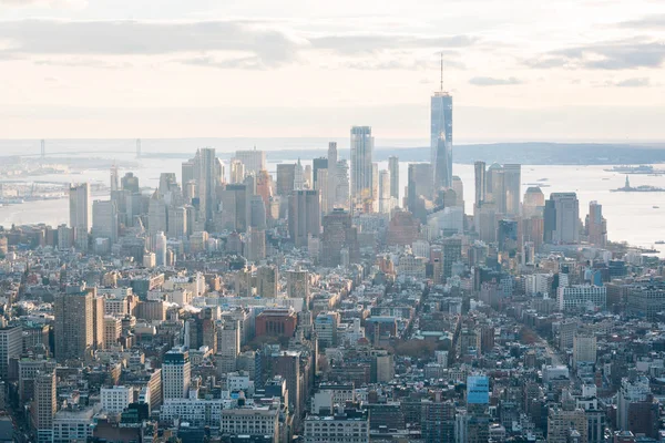 Manhattan, New York City'deki finans bölgesine görünümünü