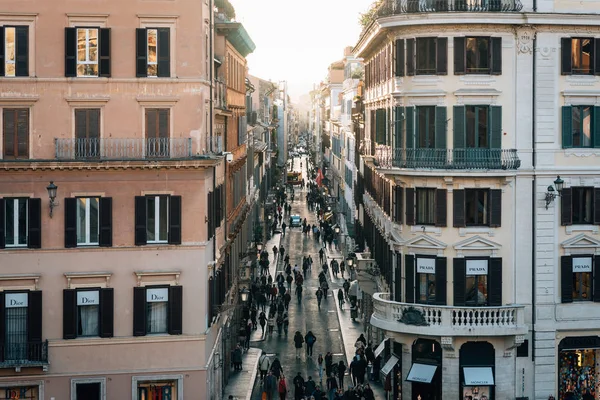 Pohled Delle Carrozze Španělských Schodů Řím Itálie — Stock fotografie