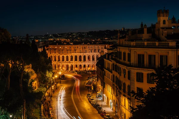 View Del Teatro Marcello Night Altare Della Patria Rome Italy — Stock Photo, Image