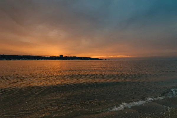 Zonsondergang Sandy Hook Baai Aan Gateway National Recreation Area Amerikaanse — Stockfoto