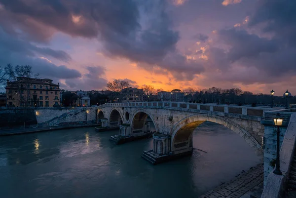 Ponte Sisto Tramonto Roma — Foto Stock