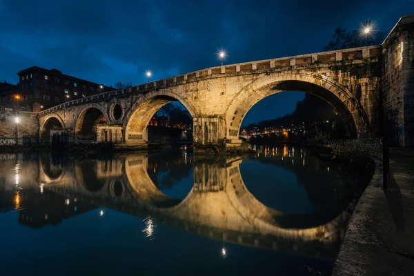 Ponte Sisto Gece Roma Talya — Stok fotoğraf