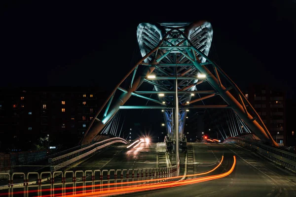 Die Moderne Brücke Ponte Settimia Spizzichino Bei Nacht Rom Italien — Stockfoto