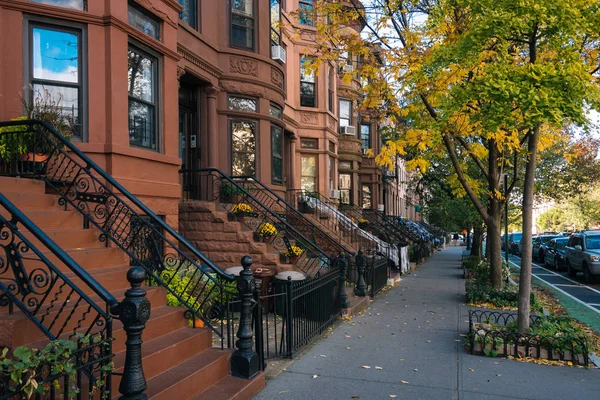 Brownstones Und Herbstfarbe Park Hang Brooklyn New York City — Stockfoto