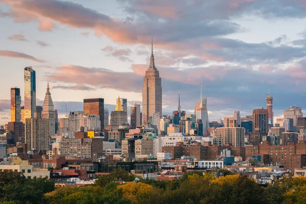 Utsikt Över Midtown Manhattan Skyline Solnedgången New York City — Stockfoto
