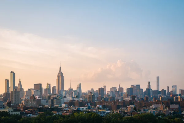 在日落时的市中心景观 在曼哈顿 纽约市 — 图库照片