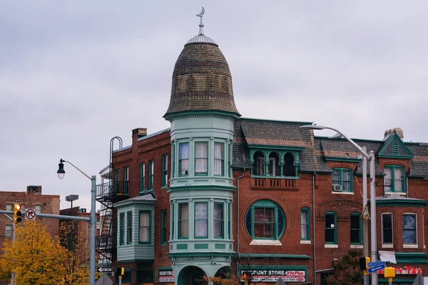 Tarihi Charles Sokağı Charles Köyü Baltimore Maryland Kesişim Yapı — Stok fotoğraf