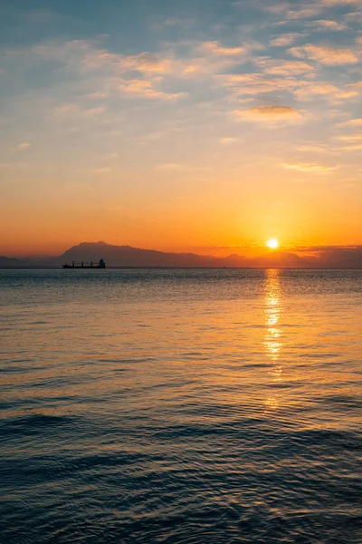 Sonnenaufgang Über Dem Tyrrhenischen Meer Cetara Der Amalfiküste Kampanien Italien — Stockfoto