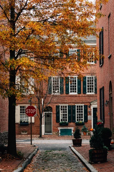 Color Otoño Largo Philip Street Society Hill Filadelfia Pensilvania — Foto de Stock
