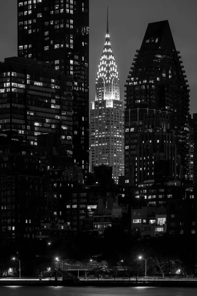 Sort Hvidt Billede Chrysler Bygningen Manhattan New York City - Stock-foto