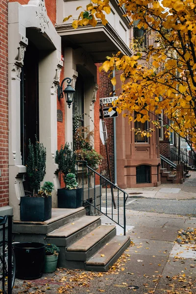 Otoño Color Casas Adosadas Cerca Rittenhouse Square Filadelfia Pennsylvania — Foto de Stock