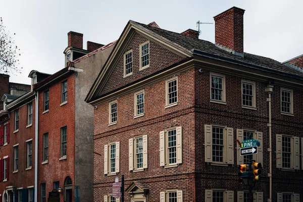 Casas Ladrillos Society Hill Philadelphia Pennsylvania — Foto de Stock