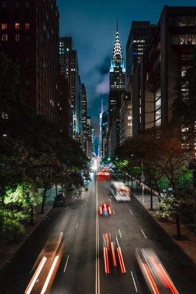 Rua Noite Tudor City Centro Manhattan Nova Iorque — Fotografia de Stock