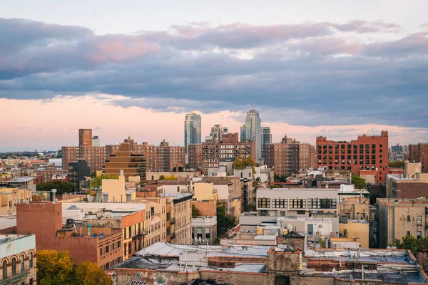 View of the East Village at sunset, in Manhattan, New York City