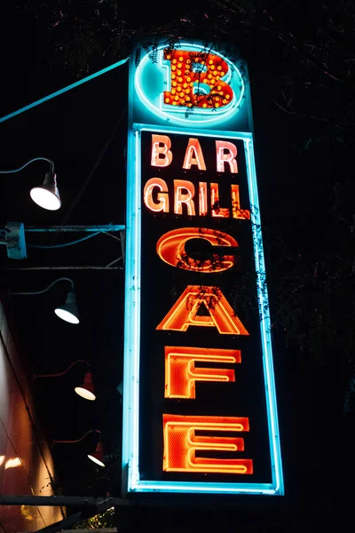 Bar Grill Café Leuchtreklame Manhattan New York City — Stockfoto