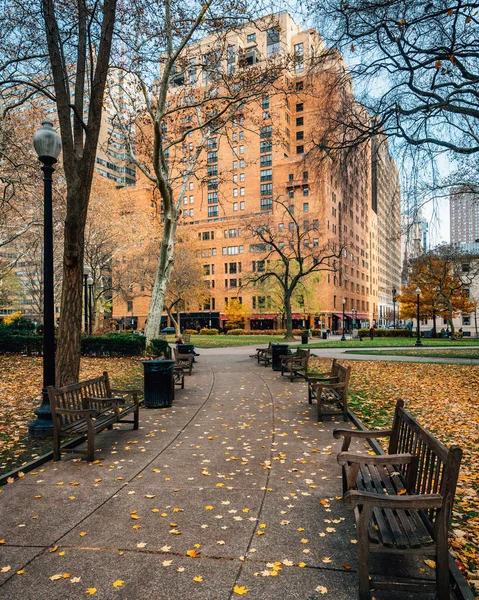 Höstfärg Och Gångvägen Rittenhouse Square Park Philadelphia Pennsylvania — Stockfoto