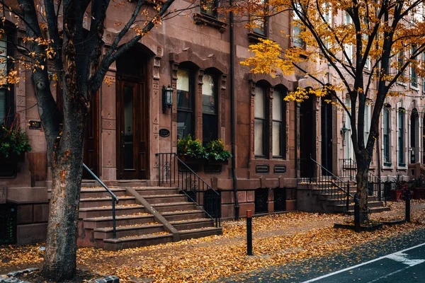 Herbstfarben Und Reihenhäuser Der Nähe Des Rittenhouse Square Philadelphia Pennsylvania — Stockfoto