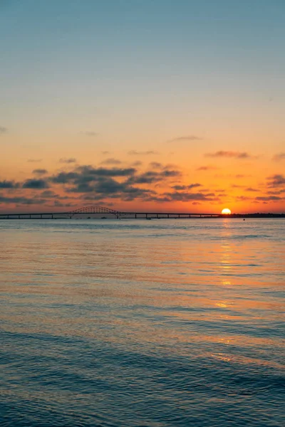 Sonnenuntergang Über Dem Robert Moses Causeway Von Fire Island New — Stockfoto
