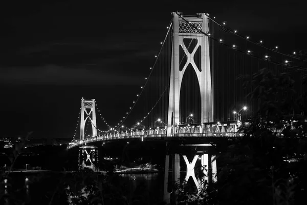 Puente Mid Hudson Por Noche Poughkeepsie Nueva York — Foto de Stock