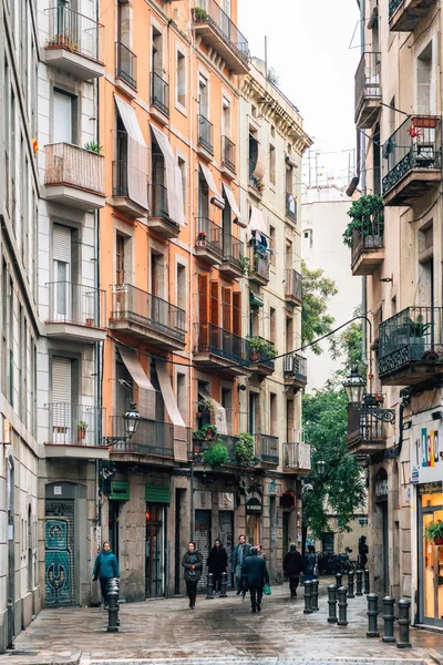 Úzká Ulice Gotické Čtvrti Barcelona Španělsko — Stock fotografie