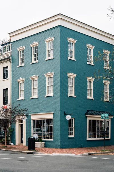 Blå Tegelbyggnad Gamla Staden Alexandria Virginia — Stockfoto