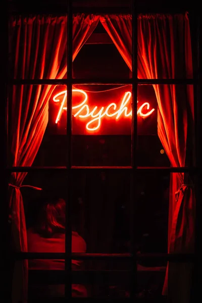 Psychic Neon Sign Night West Village Manhattan New York City — Stock Photo, Image