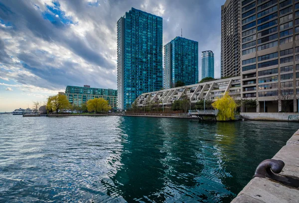 Modern buildings along Lake Ontario at the Harbourfront, in Toronto, Ontario.