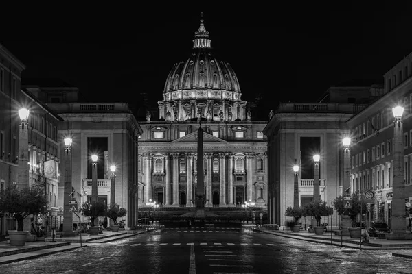 St. Peter\'s Basilica at night, in Vatican City, Rome, Italy