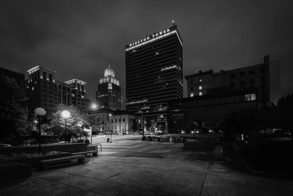 Edifícios Centro Cidade Noite Winston Salem Carolina Norte — Fotografia de Stock