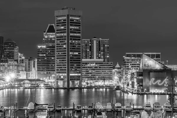 Vista Dello Skyline Inner Harbor Notte Federal Hill Park Baltimora — Foto Stock