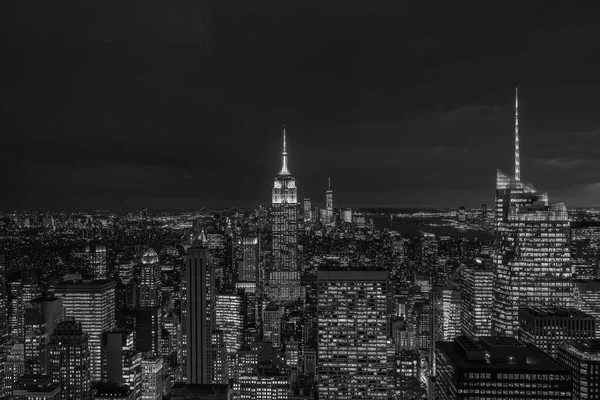 Empire State Building Και Μανχάταν Στον Ορίζοντα Νύχτα Στη Νέα — Φωτογραφία Αρχείου