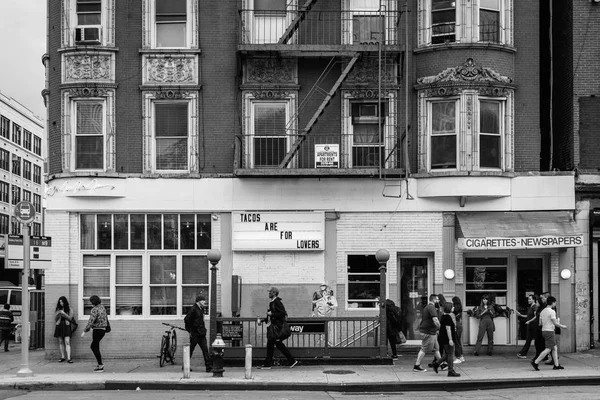 Tacos Dla Miłośników Znak Wejście Stacji Metra East Broadway Lower — Zdjęcie stockowe