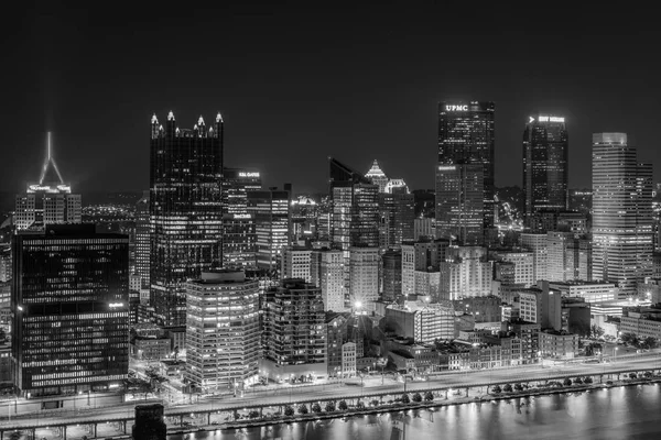 Vista Del Horizonte Pittsburgh Por Noche Desde Mount Washington Pittsburgh —  Fotos de Stock