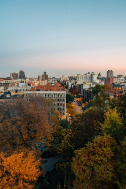 Harlem Morningside Heights'da Manhattan, New York City üzerinden üzerinden sonbahar günbatımı görünüm