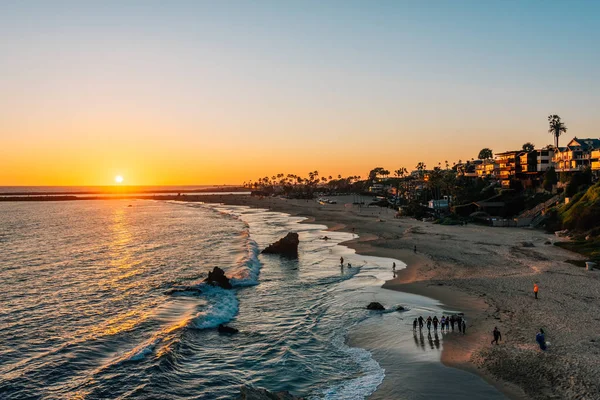 Vista do pôr do sol sobre uma praia de Inspiration Point, em Corona del M — Fotografia de Stock