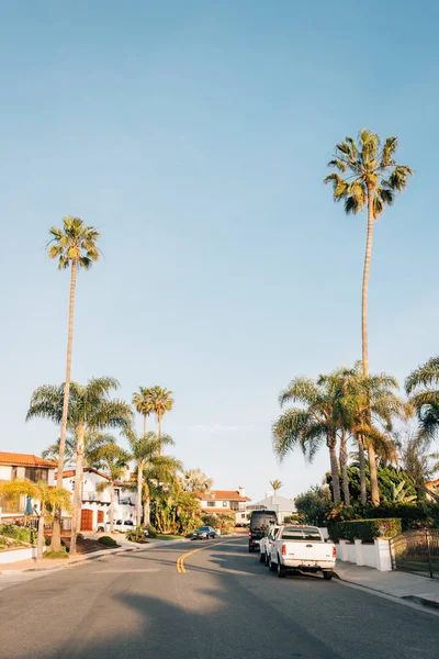 Palmové stromy podél ulice v San Clemente, Orange County, Califo — Stock fotografie