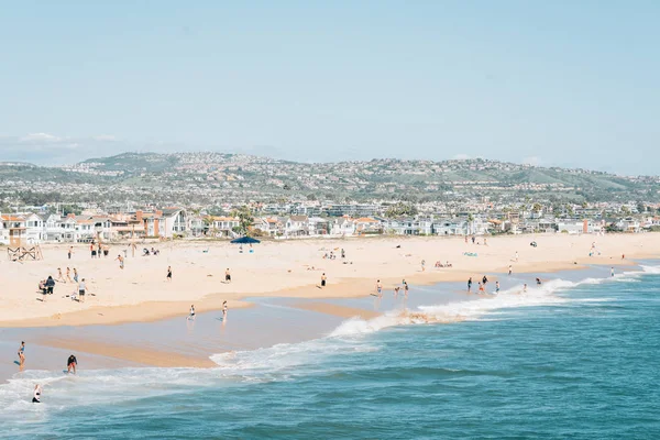 Vista da praia de Balboa Pier em Newport Beach, Orange Coun — Fotografia de Stock