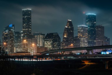 Cityscape fotoğraf gece, Houston, Tex Houston Skyline