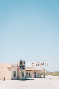 Terk edilmiş çöl Merkezi Cafe, içinde hayalet kasaba, çöl Ce