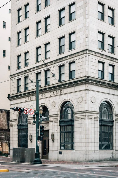 Historická budova banky občanům v texaském městě Houston — Stock fotografie