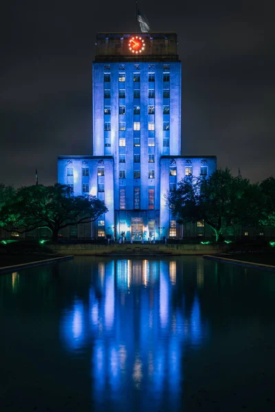 City Hall at night, in downtown Houston, Texas — Stock Photo, Image