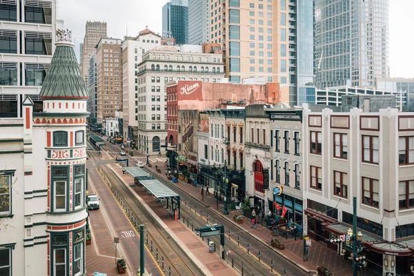 Άποψη της κεντρικής οδού, στο κέντρο του Χιούστον, Τέξας — Φωτογραφία Αρχείου