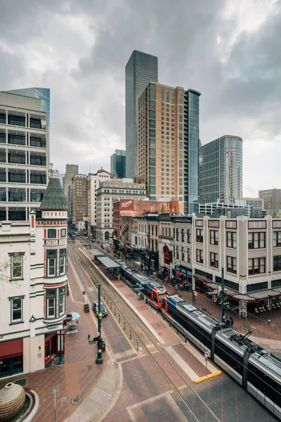 Pohled na hlavní ulici, v centru Houstonu, Texas — Stock fotografie