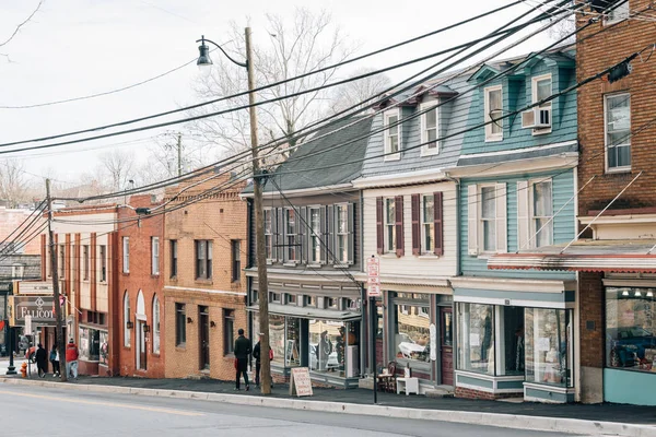 Main Street w centrum starej Ellicott City, Maryland — Zdjęcie stockowe