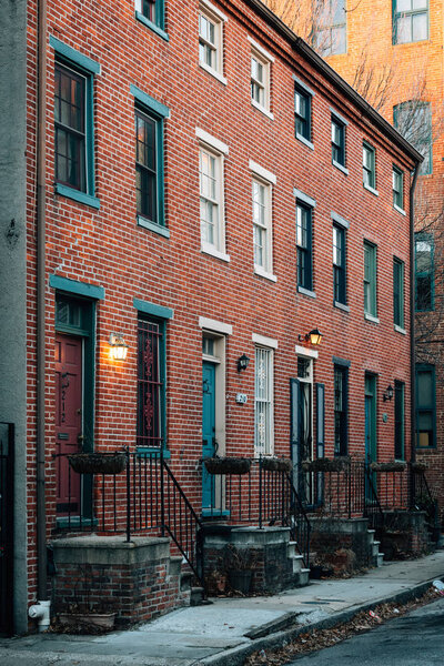 Brick row houses in Ridgely's Delight, Baltimore, Maryland