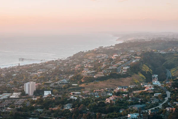 Pohled na západ slunce z Mount Soledad v La Jolla, San Diego, Kalifornie — Stock fotografie