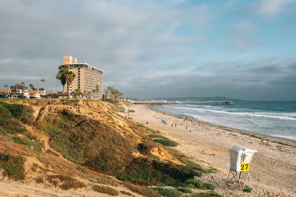 Vista de la playa desde el Parque Palisades en Pacific Beach, San Dieg — Foto de Stock