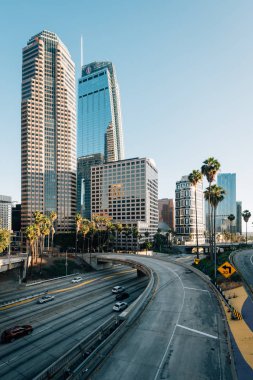 110 Otoban Los Angeles cityscape siluet görünümü, downto