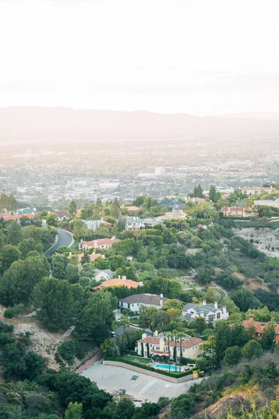 San Fernando Valley landscape view from Mulholland Drive, in Los — Stock Photo, Image
